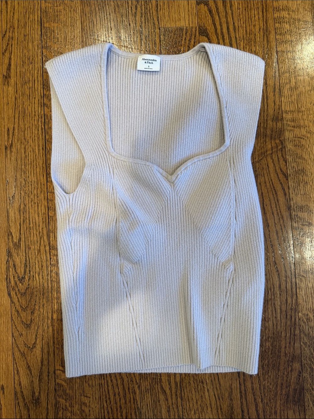 Abercrombie & Fitch Cream Ribbed Square-Neck Tank